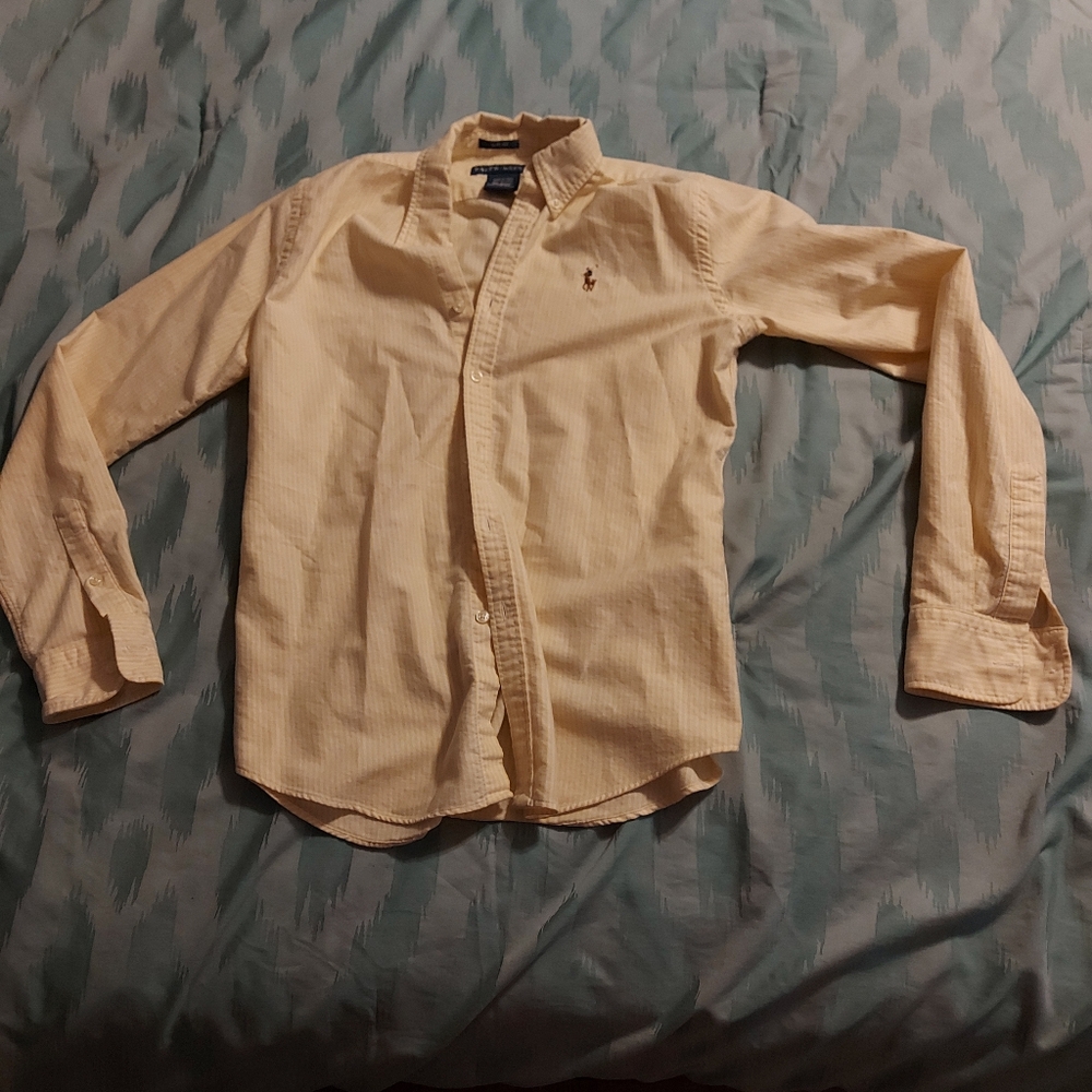 Ralph Lauren Dress Shirt Youth Size 6 Yellow Slim‎ Fit